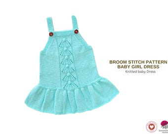 Modello per abito da neonato a punto scopa – Abito da bambina in pizzo PDF – Modello per abito da neonato in maglia – Abito da neonato fatto a mano da 12 a 18 mesi – Abito da neonato