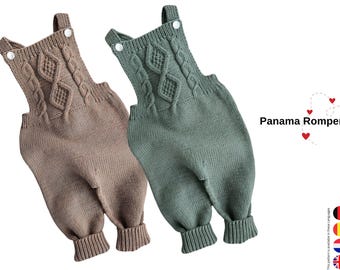 Modèle de barboteuse à tricoter pour enfants - Combinaison-pantalon pour bébés et tout-petits / Salopette (3-24 mois, plusieurs tailles) - Barboteuse pour bébé - Cadeau barboteuse