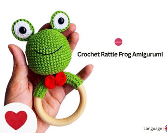 Szydełkowa grzechotka-żaba Amigurumi-wzór na szydełkową żabę dla dziecka-wzór na szydełkową żabę-szydełkowa grzechotka dla dziecka-wzór na wykonanie żaby-prezent-zabawka