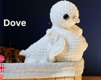 Dove of peace crochet pattern- Very Easy Dove Crochet Pattern- White Dove handmade crochet pattern. Birds crochet patterns- Symbol of peace