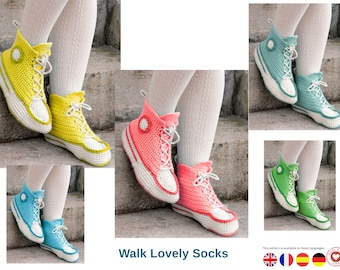 Walk Lovely Socks - Häkeln Hausschuhe Muster, Ostern Hausschuhe, Easy Crochet PDF- Wintersocken- Gemütliche Winter Hausschuhe