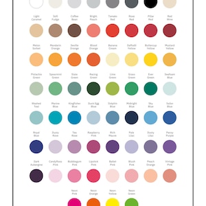 Puede incluir: Una tabla de paleta de colores titulada "pick your palette" con una variedad de muestras de color. Los colores van desde Blanco Papel hasta Verde Ne&oacute;n, incluyendo tonos de rojo, azul, verde y rosa. La palabra "PAINTBOX" est&aacute; en la parte inferior.