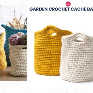 GARDEN CROCHET BASKETS- Easy Basket Crochet Pattern /Two-Toned Nesting Baskets- 3 baskets pattern here- Handmade Basket for evryhome
