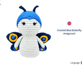 Crochet Blue Butterfly Amigurumi- Butterfly making by crochet pattern- Toys for kids- Butterfly pattern- Butterfly blue