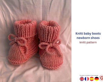 Two-Needle Baby Booties Knitting Pattern – Cozy Newborn Shoes – Make Childhood Memories – Baby Gift- Baby Newborn Socks Booties Pattern knit