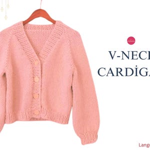Modello di cardigan facile da lavorare a maglia, modello di maglione da donna lavorato a maglia, modello di cardigan con scollo a V, cardigan senza tempo - Cardigan con scollo a V, il preferito delle ragazze