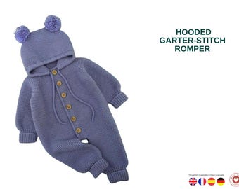 Breipatroon Babyromper PDF, Gebreide Romper met Capuchon, Naadloze Babyromper, Newborn Romper Patroon, Baby Shower Cadeau,romper