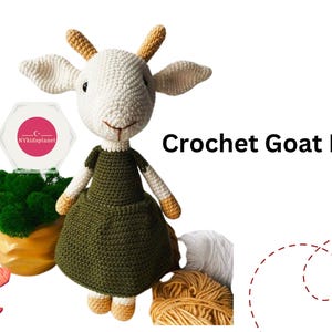 Crochet Goat Doll -Crochet Goat Toy-Goat amigurumi pattern, Crochet farm animals pattern, Amigurumi goat,Cute Crochet Goat Doll Amigurumi