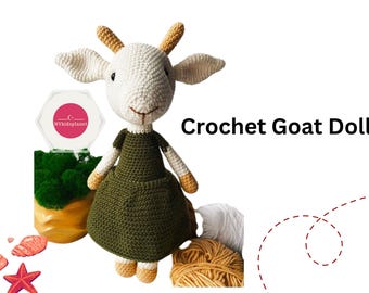 Gehaakte geitenpop - gehaakt speelgoedgeit-amigurumipatroon geit, gehaakt patroon boerderijdieren, amigurumi-geit, schattige gehaakte amigurumi-geitenpop