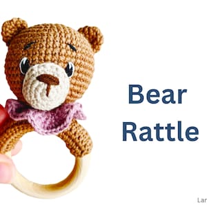 Bear baby rattle| Woodland Animal Crochet Pattern | Bear toy tutorial | Amigurumi Toy | Amigurumi PDF Pattern- Bear Rattle Pattern- bear rat