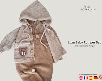 Luxu Baby Romper Set – Cozy Hooded Cardigan & Romper – Make Childhood Memories – Baby Gift – Photoshoot Outfit- Romper and Hoodie Pattern