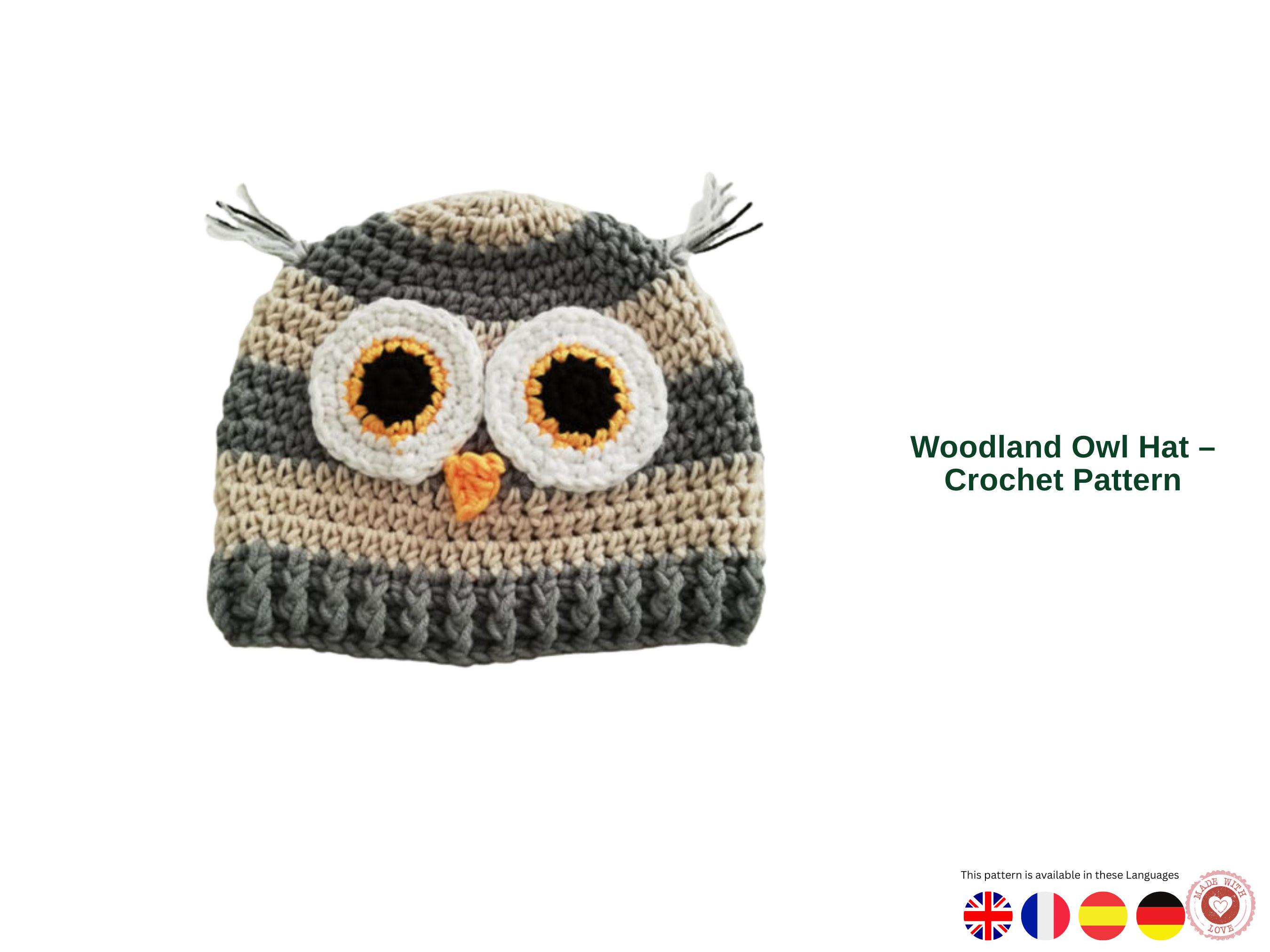 Woodland Owl Hat Crochet Pattern for Toddlers, Cute Animal Hat, Easy Striped Owl Beanie, Crochet Pat