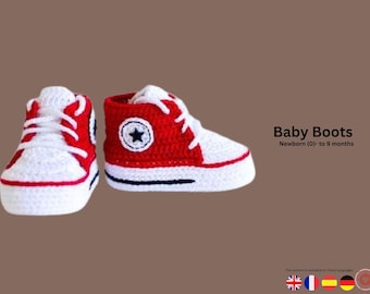 Patrón de crochet para zapatillas de bebé – Bonitas botitas altas – Zapatos de bebé hechos a mano – Recién nacidos hasta 9 meses – Regalo para bebé