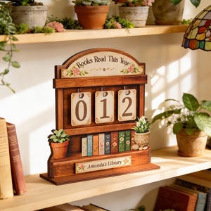 Wooden Books Read Tracker, Bookshelf Sign, Book Lover Gift