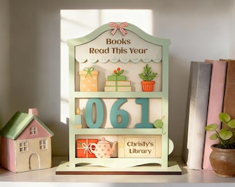 Wooden Books Read Tracker, Book Lover Gift, Library Decor