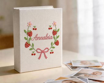 Embroidered Baby Photo Album – Personalized Baby Shower Gift, Keepsake Memory Book, New Mom Gift