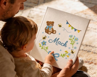 Embroidered Baby Photo Album – Baby Shower Gift, Personalized Keepsake Memory Book