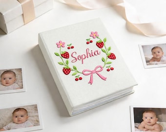Embroidered Baby Photo Album – Personalized Keepsake Memory Book, Baby Shower Gift