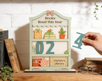 Books Read This Year Tracker, Books Read Tracker, Bookshelf Decor with Changeable Numbers, Library Decor, Book Lover Gift, Bookworm Gift