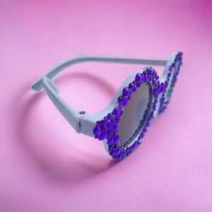 Girls&#39; round purple rhinestone sunglasses
