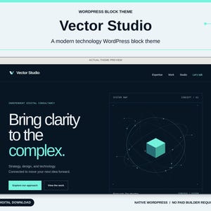Vector Studio WordPress Theme: Modern Tech Consulting and Agency Portfolio Website Template