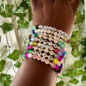 Glass Beaded Christian Bracelets | WWJD | HWLF | Jesus Bracelets