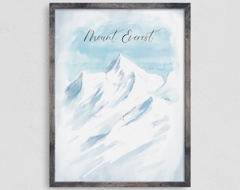 Mount Everest Poster Druck Wandkunst, Basislager Trek Kunst, Bergsteiger Geschenk, Wandergeschenk, Reiseplakat, schneller weltweiter Versand