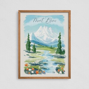 Mont Blanc Poster Print Wall Art Travel Gift, Tour Du Mont Blanc Hiking Art, Fast Worldwide Shipping