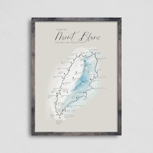 Poster impression carte du sentier du Tour du Mont Blanc, art mural carte des sentiers de randonnée, randonnée du Tour du Mont Blanc, expédition rapide dans le monde entier, 18 x 24
