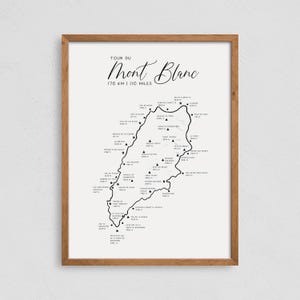 Tour du Mont Blanc Trail Map Poster Print, Hiking Trail Map Wall Art, Tour du Mont Blanc Hike, Minimalist Design, Fast Worldwide Shipping