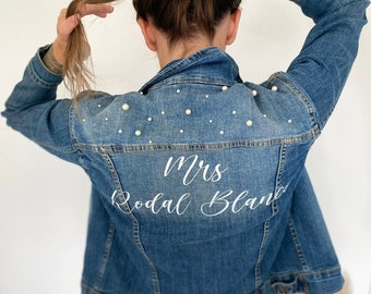 Veste en jean personnalisable mariée