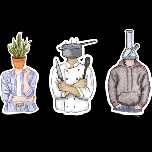 Vous choisissez : lot de 3 autocollants (série tête de pot).