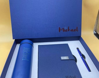 Journal personnalisé, bouteille, kits de stylos pour femme, pour homme, carnet personnalisé, cadeau d'employé, carnet de voyage gravé, carnet personnalisé