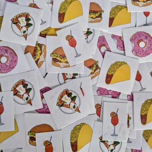 Foodie Temporary Tattoos | Choose from 7 Fun Food Designs | Cute Food Tattoos for Parties, Gifts & More