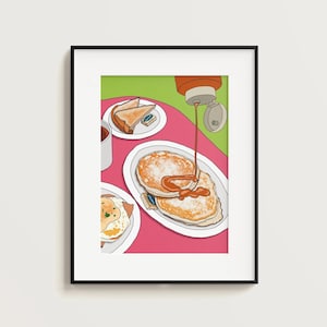 Classic Breakfast Print | Pancakes, Eggs, and Toast Wall Art