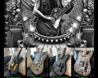 MYTHIC LEGENDARY GUITAR Poster 24 x 36!! Finally, you can have all four! From Essotericca!