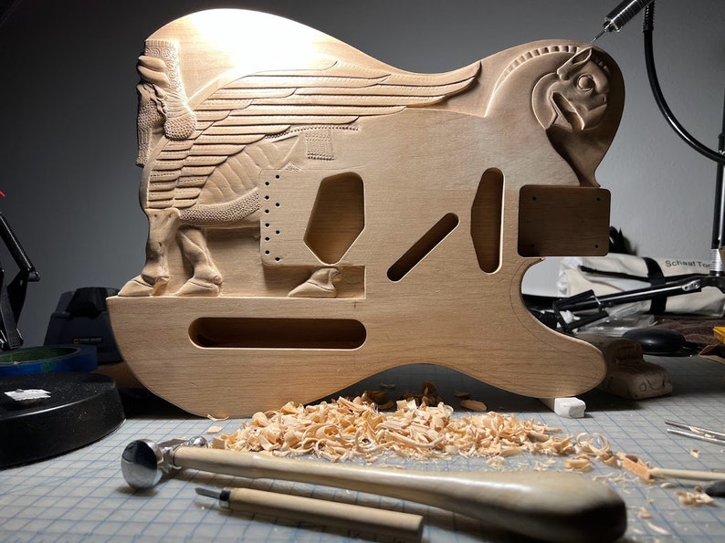 Custom hand carved Guitar from Essotericca Mythic Legendary Guitars. The one and only Babylon Guitar. image 7