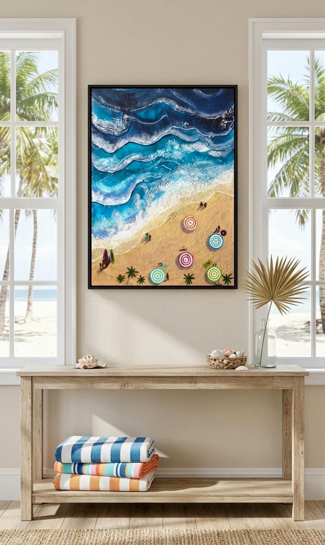 Ocean Beach Canvas Print | Coastal Wall Art Blue Waves Sandy Shore ...