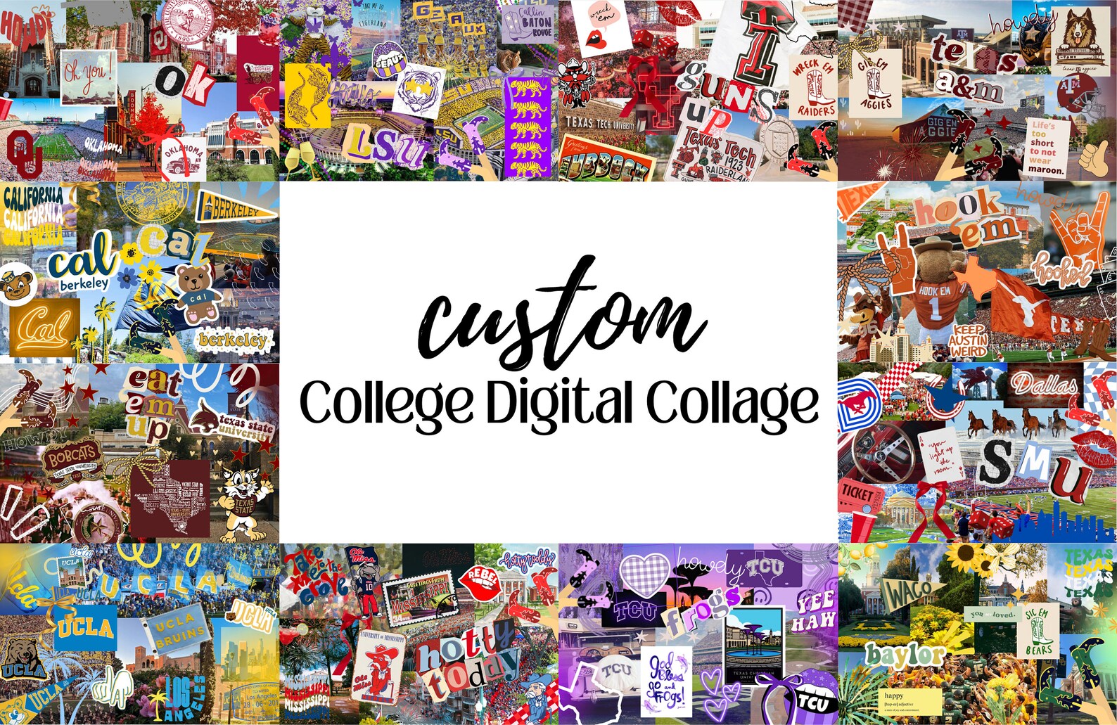 Custom Digital Collage, Desktop Background, College Computer Background ...
