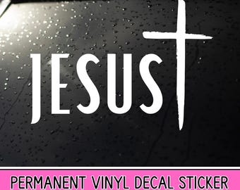 Jesus Vinyl Decal, Religious Car Decal, Jesus Wall Decal Sticker, Faith Decal, Car decal, Tumbler Decal, Cross Car Decal, Christian Decal