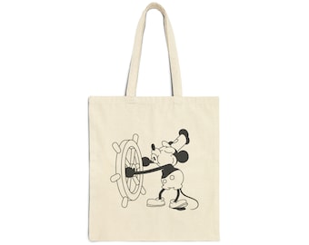 Borsa tote in tela di cotone con Topolino di Steamboat Willie