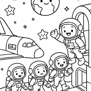 Space Adventure Colouring Pages | Kids Outer Space Activity (PDF Pattern)