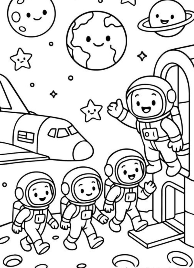 Space Adventure Colouring Pages | Kids Outer Space Activity (PDF Pattern)