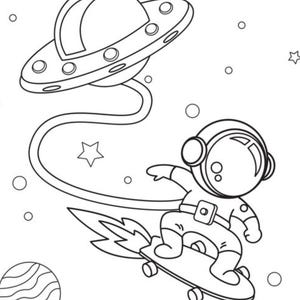 Space Adventure Colouring Pages | Kids Outer Space Activity (PDF Pattern)