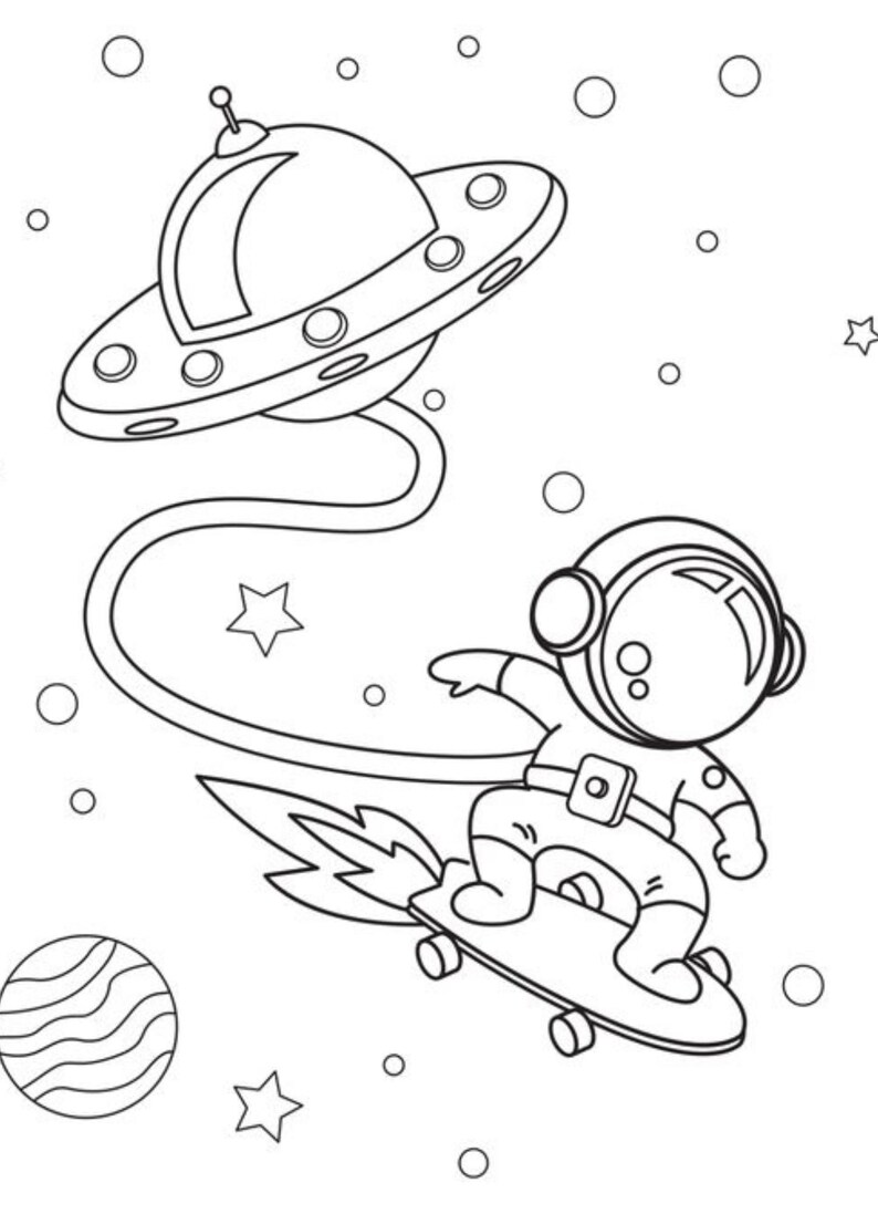 Space Adventure Colouring Pages | Kids Outer Space Activity (PDF Pattern)