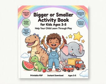 Big or Small Activity Book for Kids Ages 3-5, Size Comparison Preschool Workbook, Kindergarten Math Worksheets Printable PDF