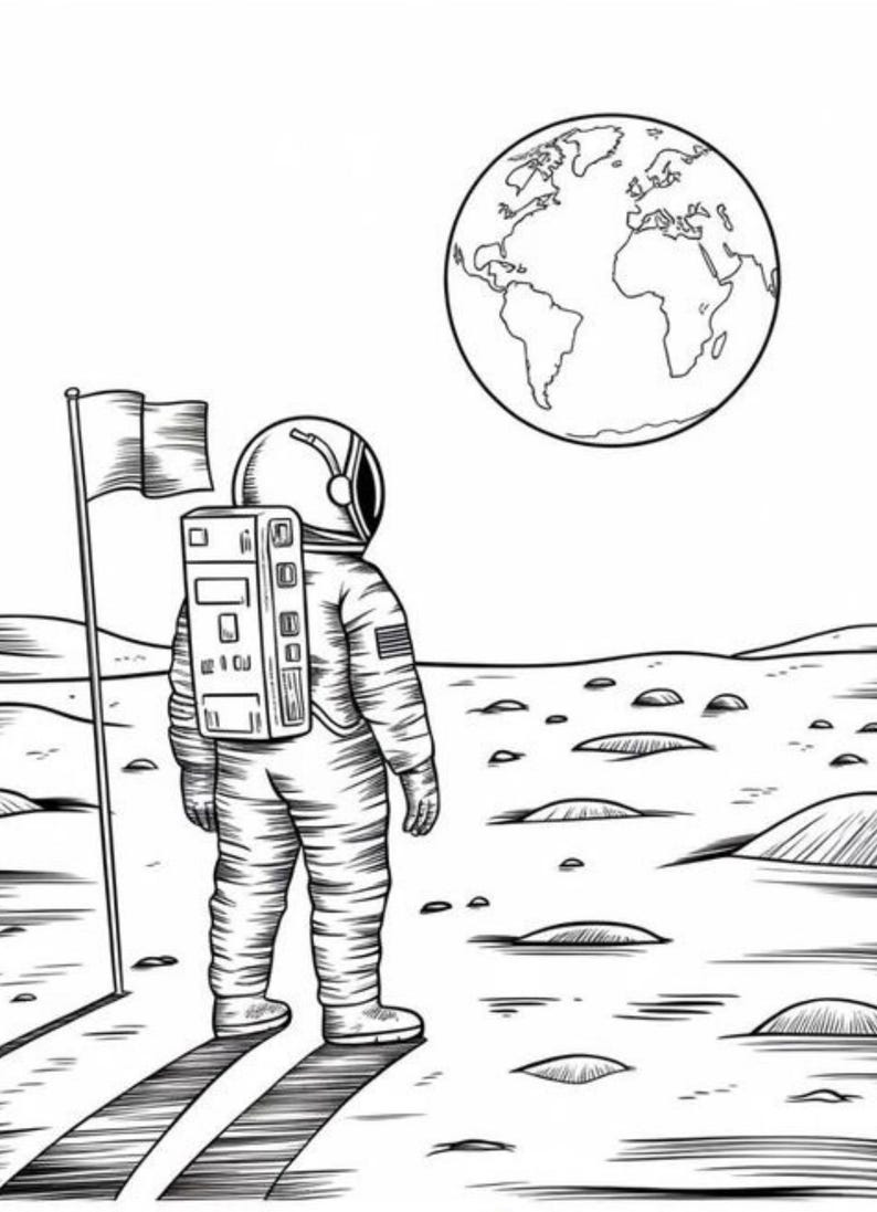 Space Adventure Colouring Pages | Kids Outer Space Activity (PDF Pattern)