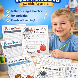 Alphabet Tracing and Coloring Workbook for Kids Ages 3–6 | Learn Letters | Printable PDF