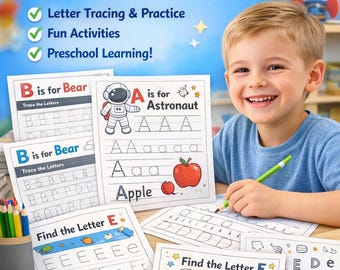 Alphabet Tracing and Coloring Workbook for Kids Ages 3–6 | Learn Letters | Printable PDF