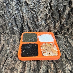 Hermit Crab Four Square Feeding Dish - For staples like Greensand, Worm Castings, Calcium & More